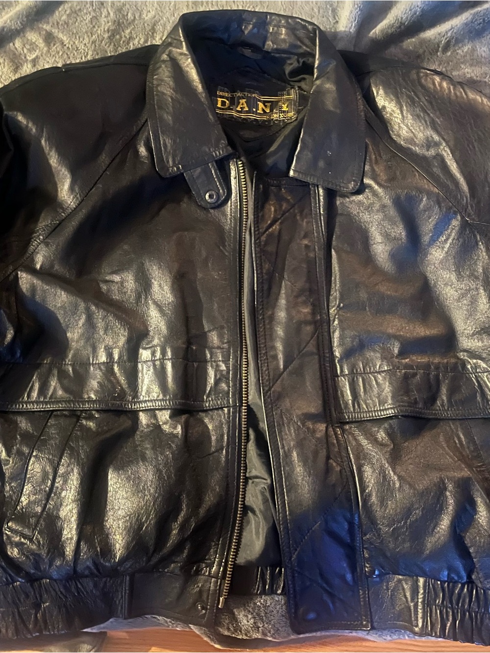 Women’s Black Leather Bomber Jacket